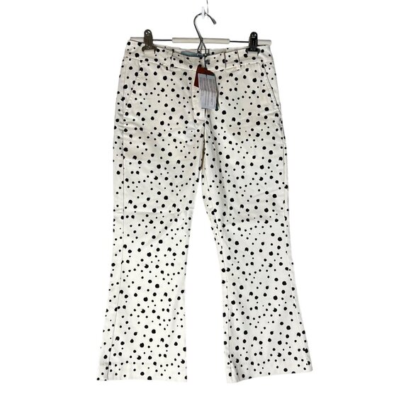 Silvia Tcherassi Romelio Black Ivory Spotted Flared Trouser Pants Size XS NEW - Picture 1 of 5